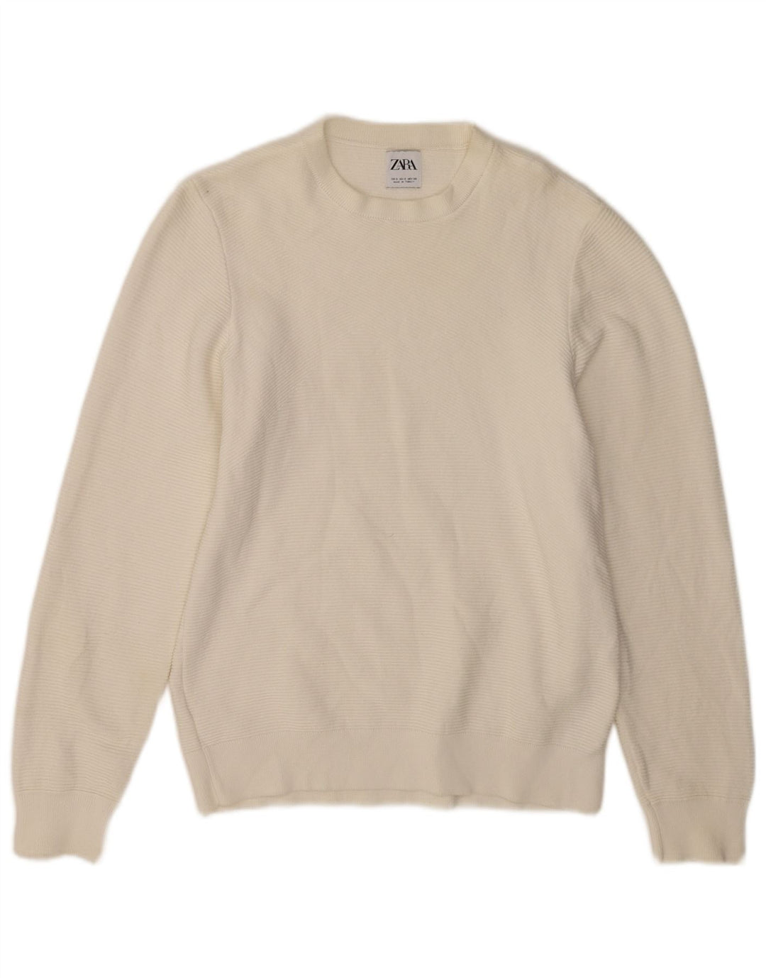 Zara Pull à col rond pour homme Petit coton blanc