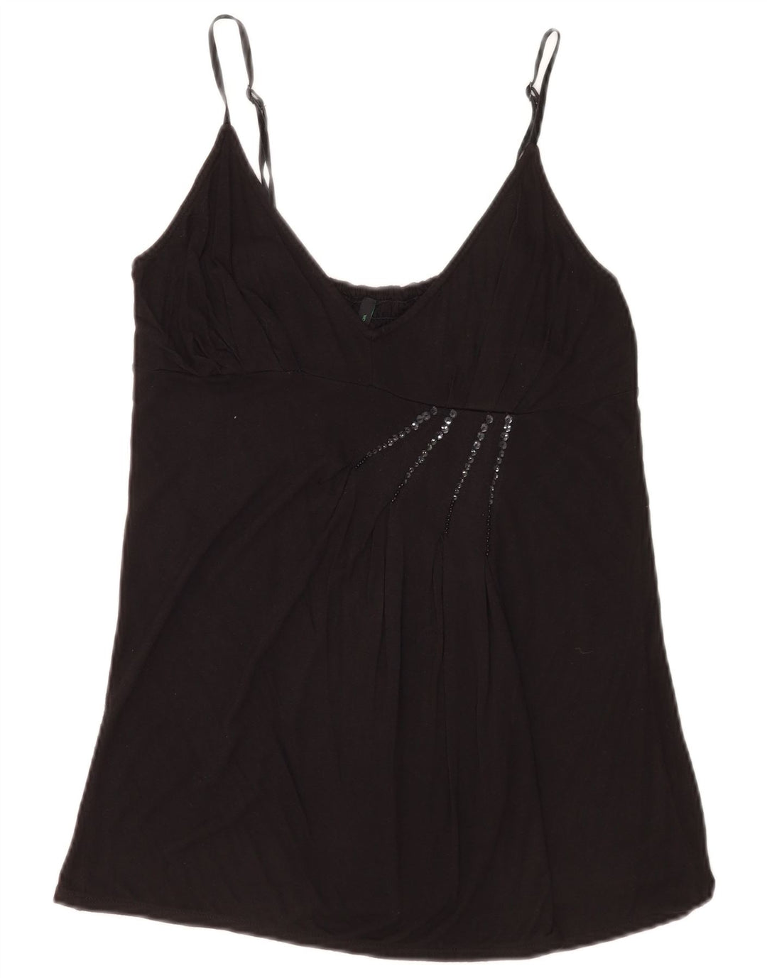 Benetton Femmes Cami Top UK 12 Moyen Noir