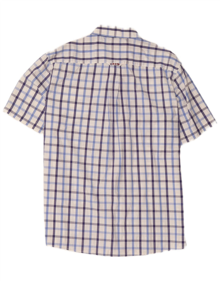 Crew Chemise à manches courtes pour homme Coupe classique XL en coton à carreaux blancs