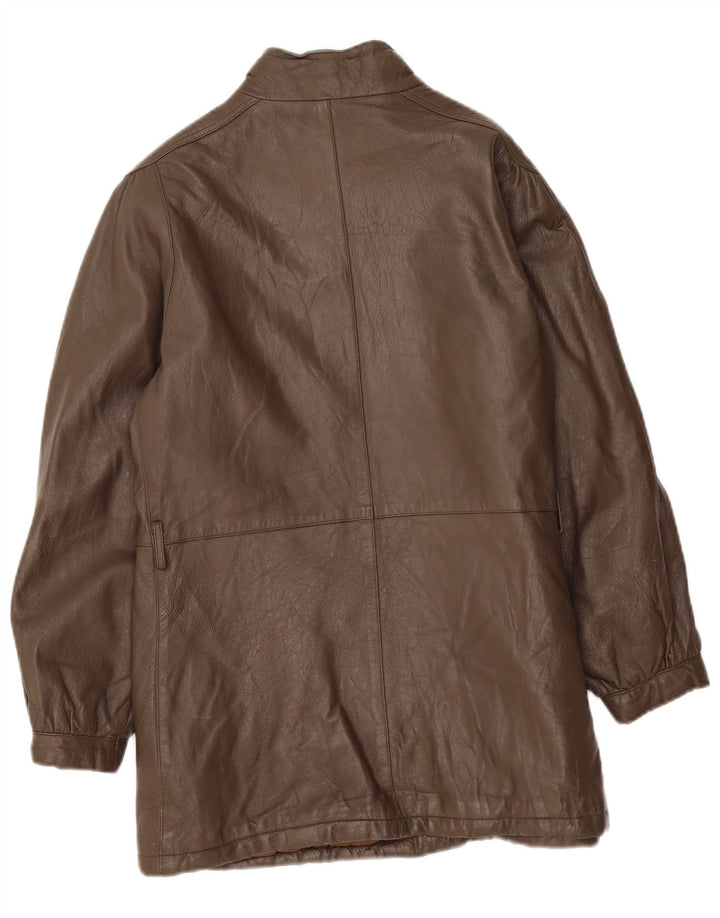 Veste en cuir femme vintage IT 44 Gris moyen