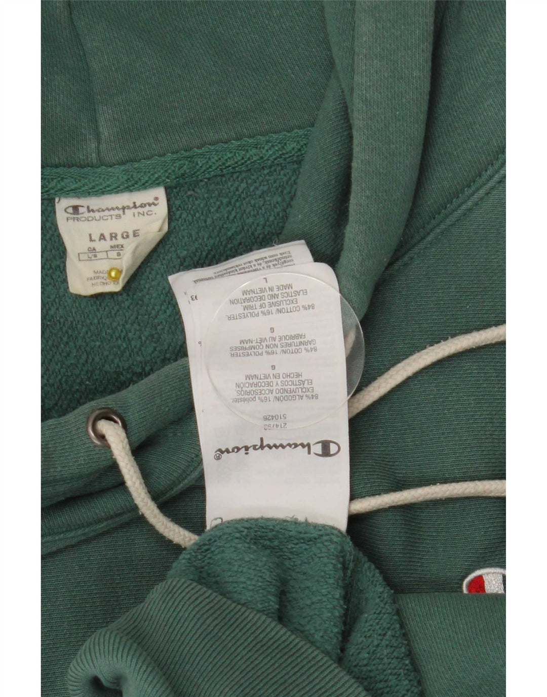 Champion Pull à capuche pour homme en coton vert Taille L