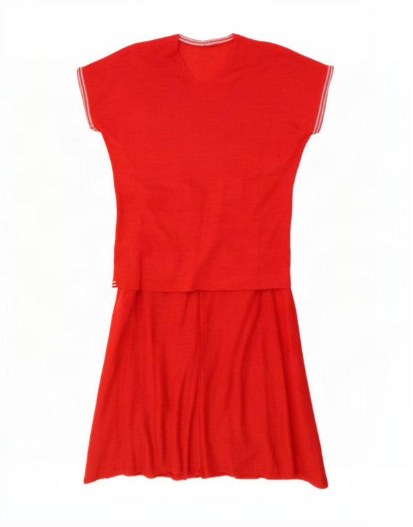 vintage Femme 2 Pièces Jupe Ensemble UK 12 Moyen W26 Rouge