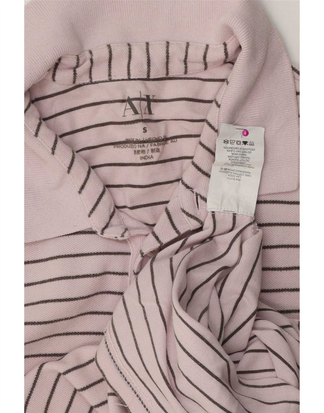 Armani Exchange Polo Homme Petit Coton Rayé Rose