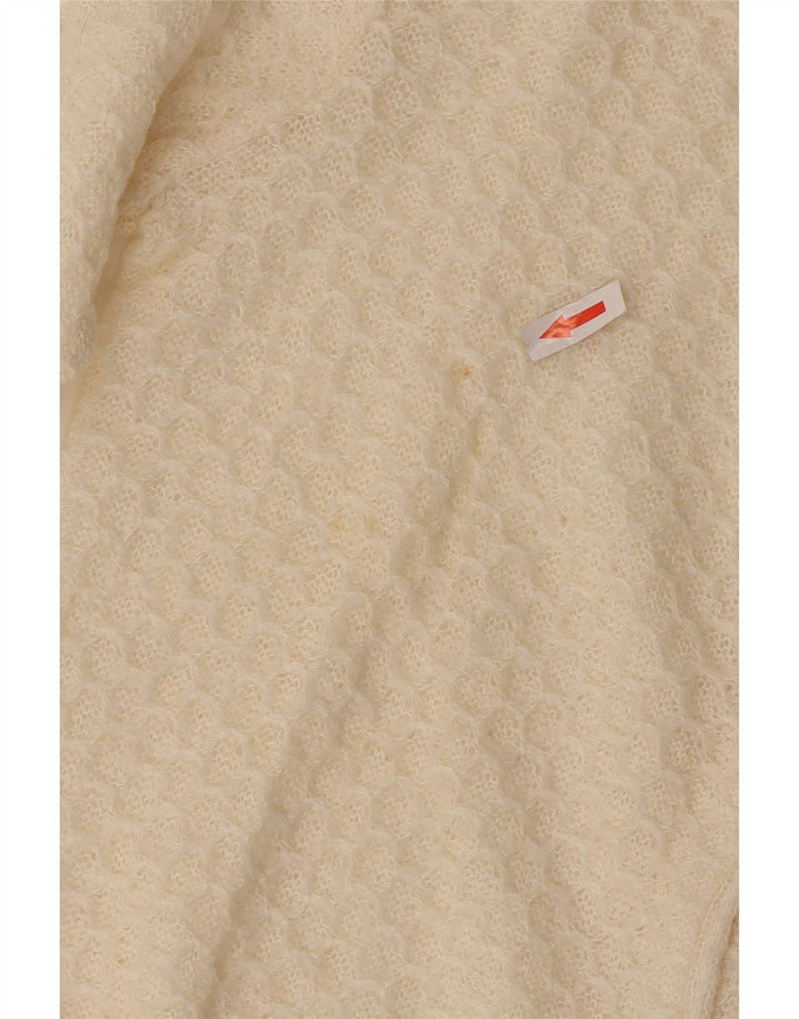 vintage Femme Cardigan Pull UK 10 Petit Off White