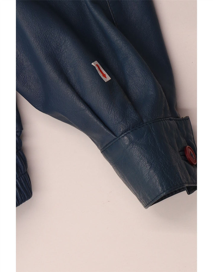 VINTAGE Veste en cuir militaire pour homme IT 52 XL Cuir bleu