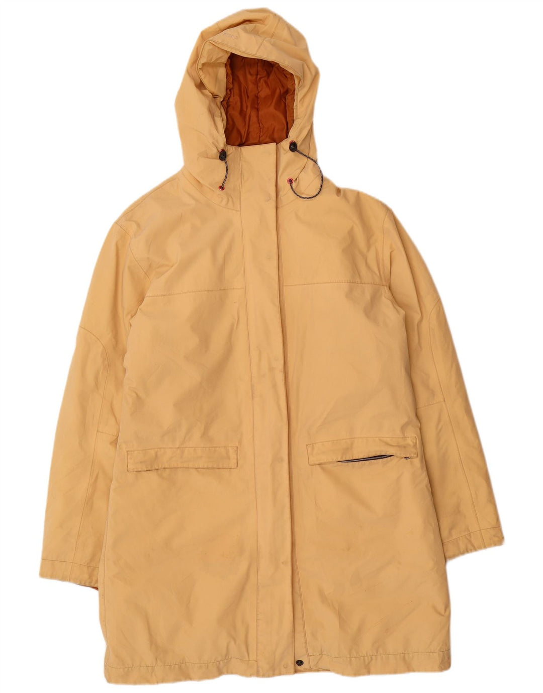 vintage Femme Manteau à capuche IT 46 Grand Nylon Jaune