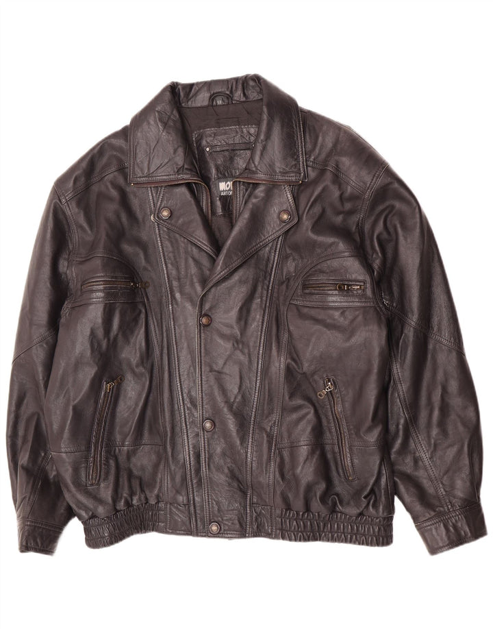 Morena Veste en cuir pour homme UK 44 2XL Bleu marine Biker