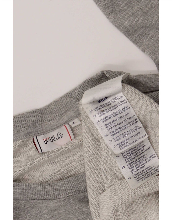 Fila Sweat-shirt graphique pour hommes, grand, en coton color block, gris