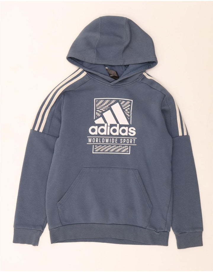 ADIDAS Pull à capuche graphique pour garçon 13-14 ans Bleu Coton