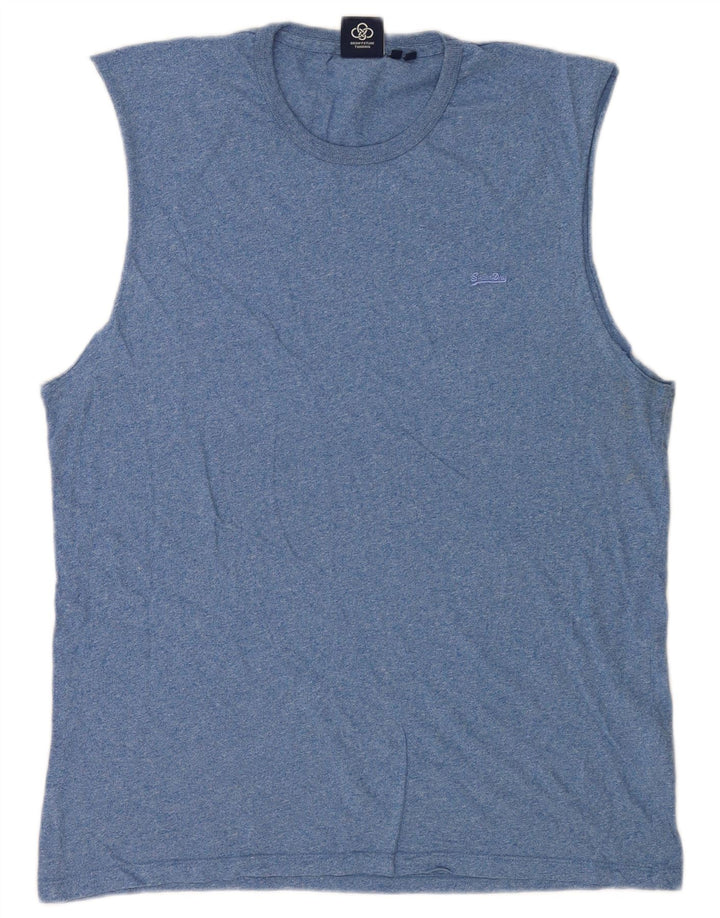 Superdry Débardeur XL Bleu Moucheté Coton Homme