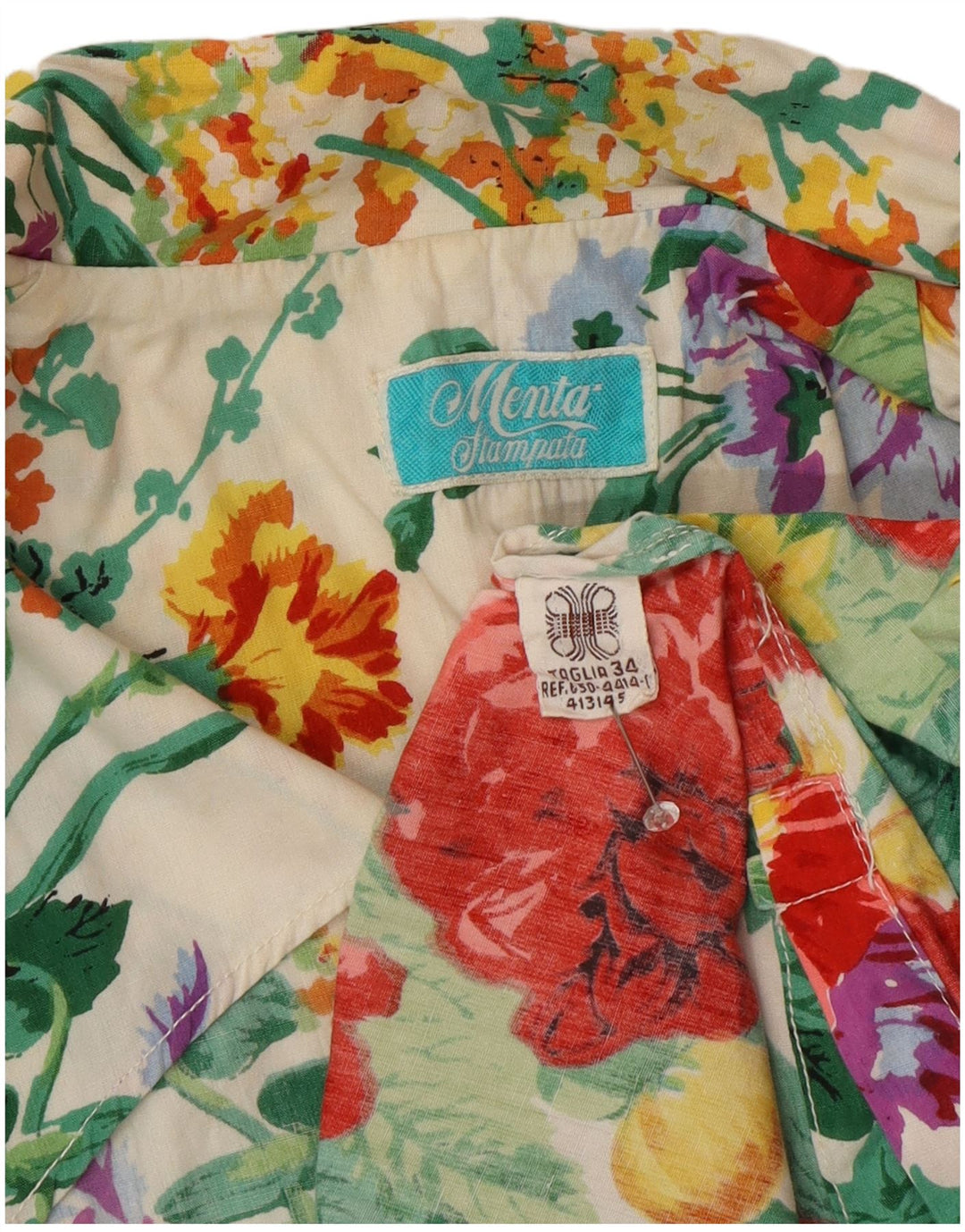 vintage Femmes 3/4 Manches Blazer Veste IT 34 2XS Multicolore Floral