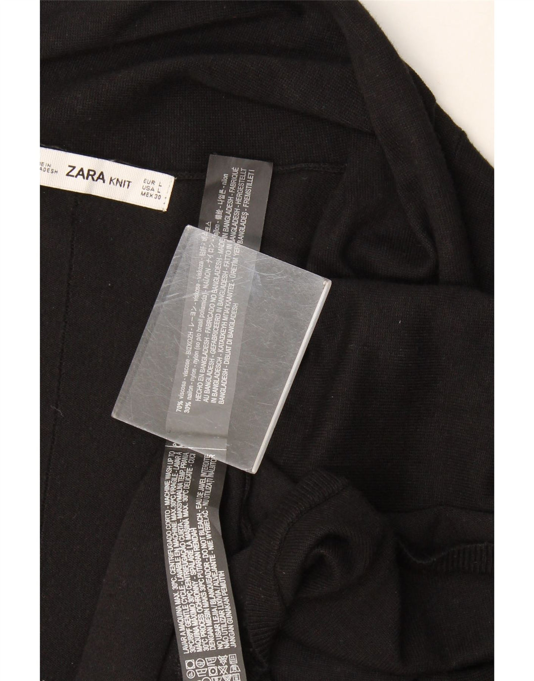 Zara Womens Open Cardigan Sweater UK 14 Large Noir Viscose