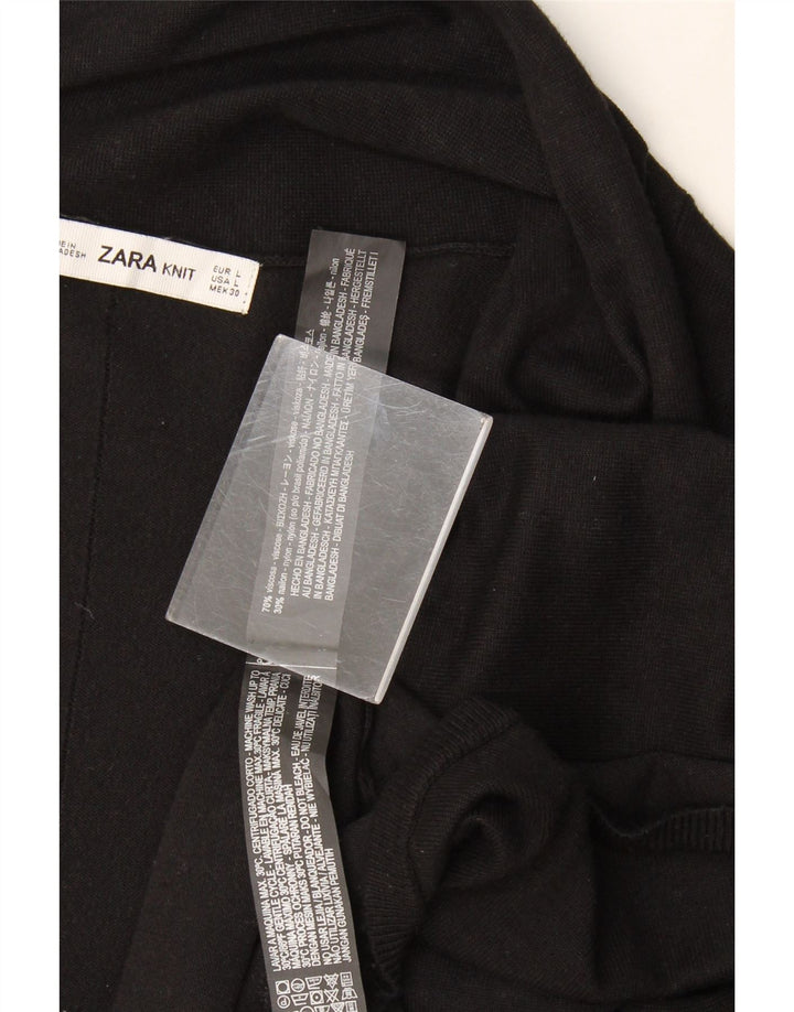Zara Womens Open Cardigan Sweater UK 14 Large Noir Viscose