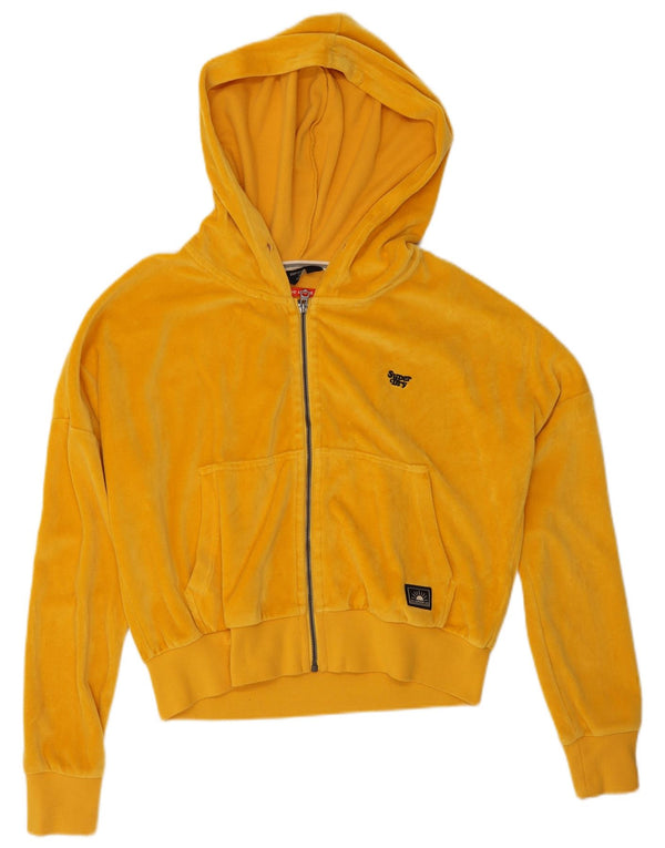 Superdry Pull à capuche surdimensionné en velours pour femme UK 10 Petit Jaune