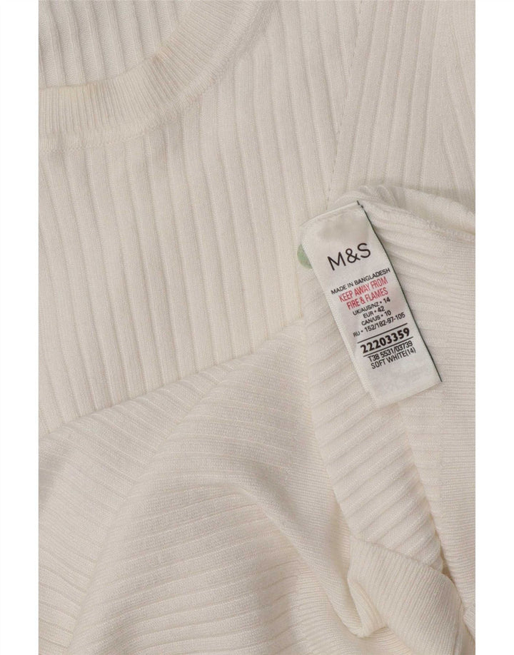 Marks & Spencer Chemisier à manches courtes pour femme UK 44 Viscose blanc moyen