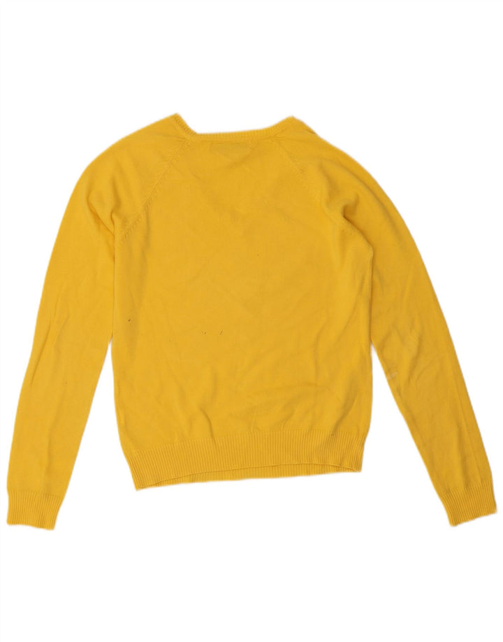 Zara Pull court à col en V pour femme UK 12 Jaune moyen
