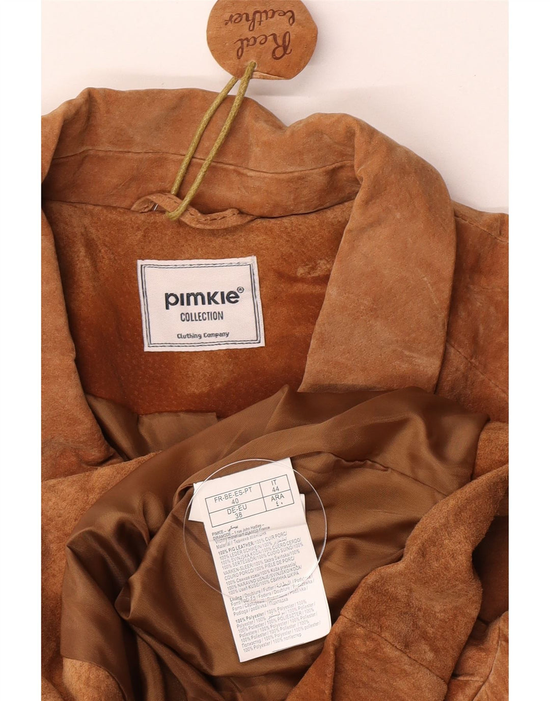 Pimkie Veste courte en daim pour femme EU 38 Cuir marron moyen