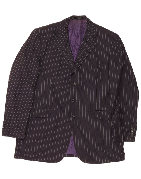 Marks & Spencer Veste blazer à 3 boutons pour homme UK 44 2XL Bleu marine à fines rayures