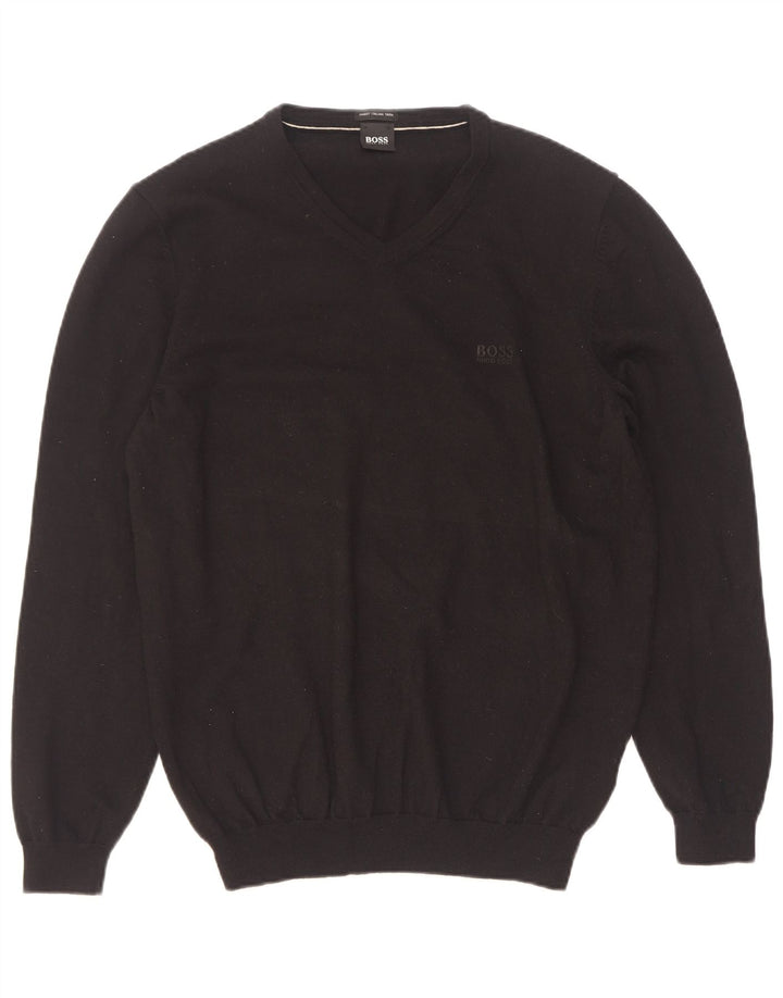 Hugo Boss Pull col V XL Noir Laine Vierge Homme