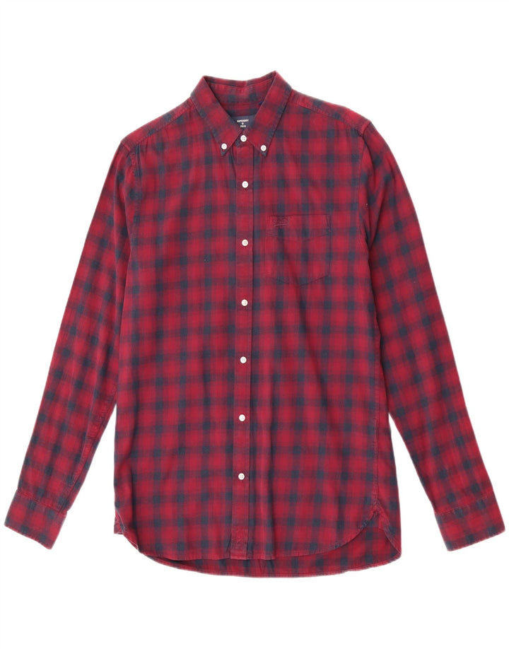 Superdry Chemise en flanelle pour homme en coton à carreaux bordeaux moyen