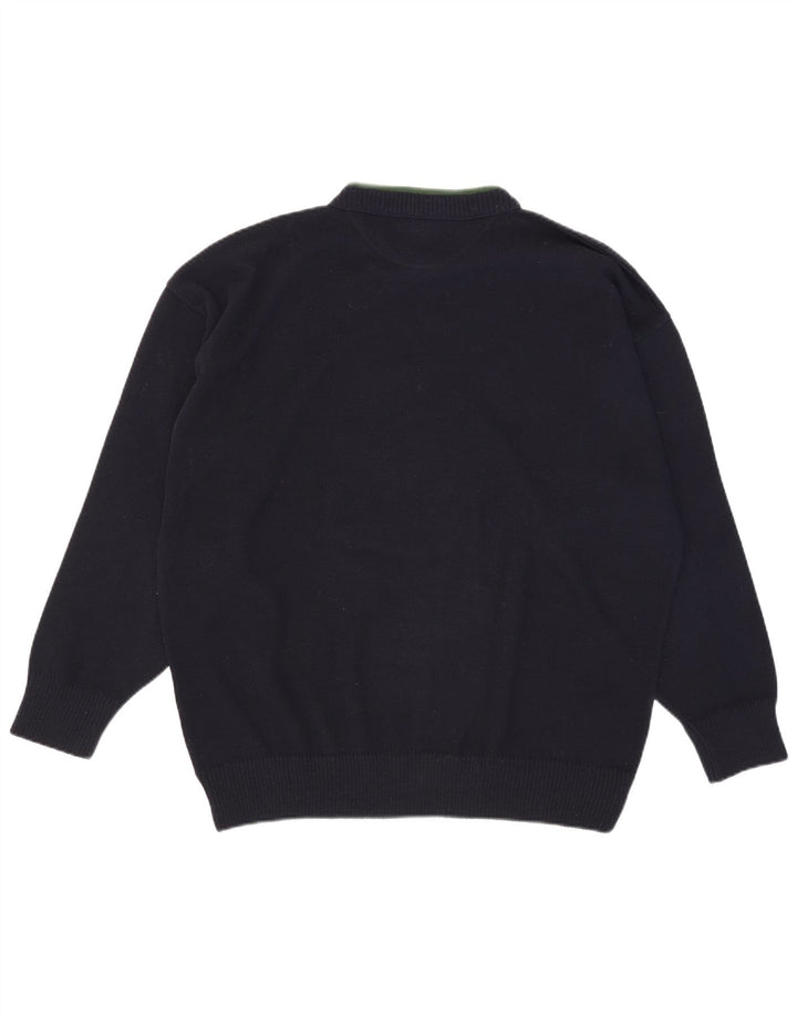 Alexander's Pull graphique à col rond pour homme 2XL en laine bleu marine