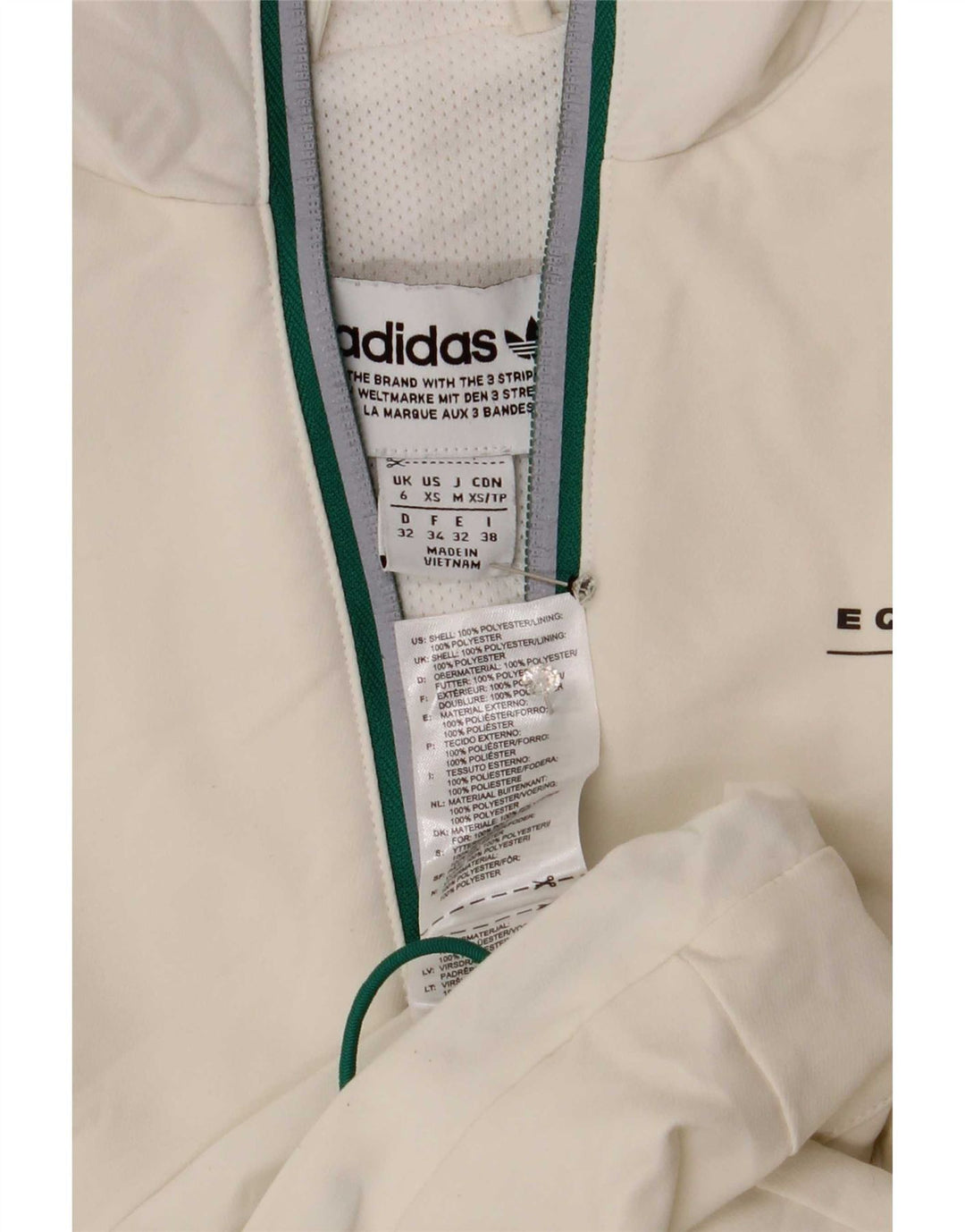 Adidas Veste de survêtement surdimensionnée pour femme UK 6 XS Blanc Polyester
