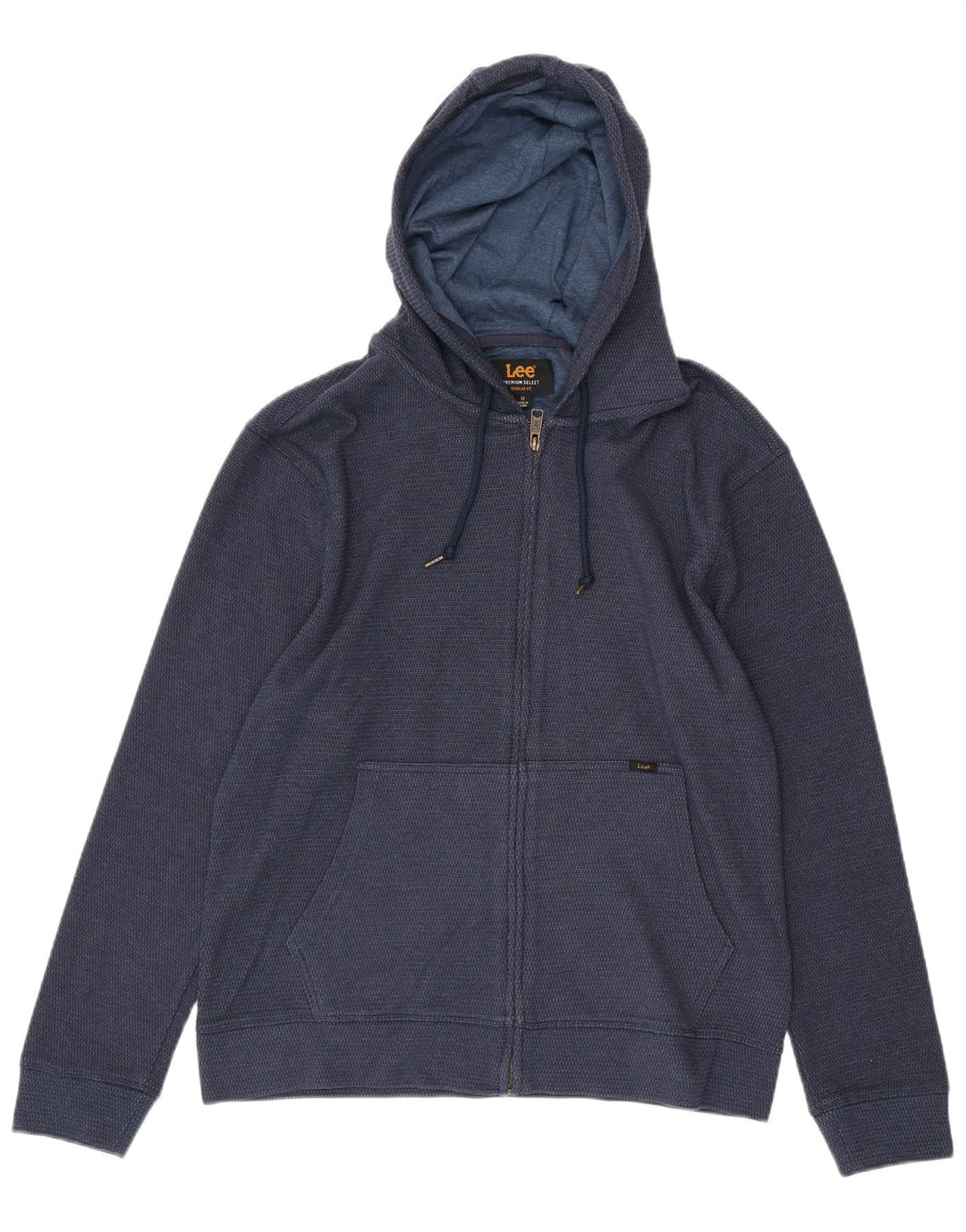 LEE Pull à capuche zippé coupe classique pour homme en coton à pois bleu marine moyen