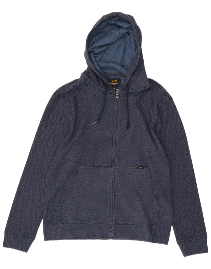 LEE Pull à capuche zippé coupe classique pour homme en coton à pois bleu marine moyen
