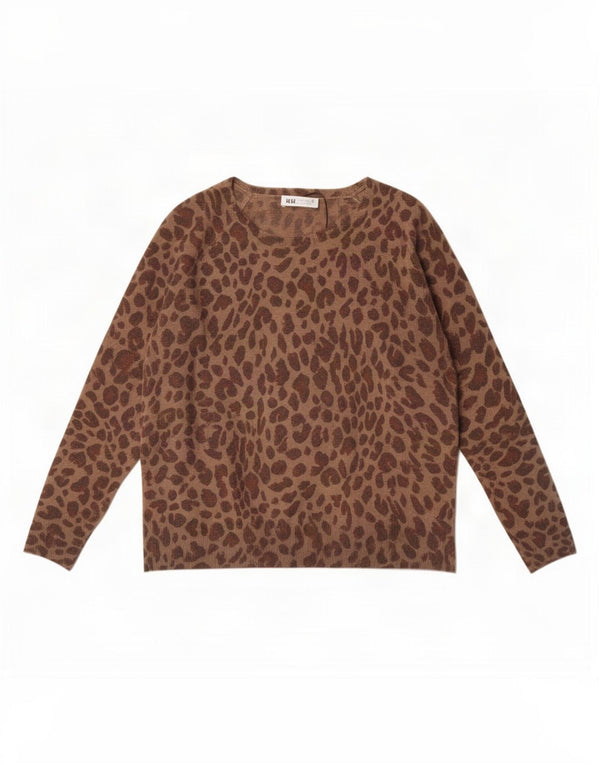 Zara Pull col bateau pour femme UK 14 Large Viscose imprimé animal marron
