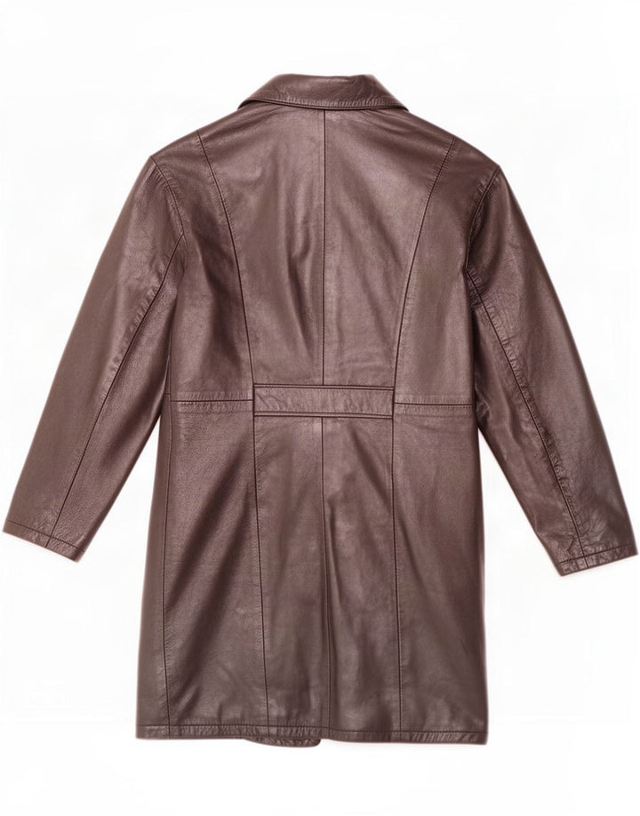 manteau en cuir femme vintage UK 14 Moyen Noir