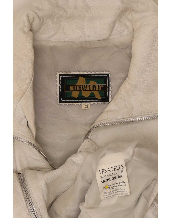 Mitici Anni Veste de motard en cuir pour femme UK 18 XL Blanc