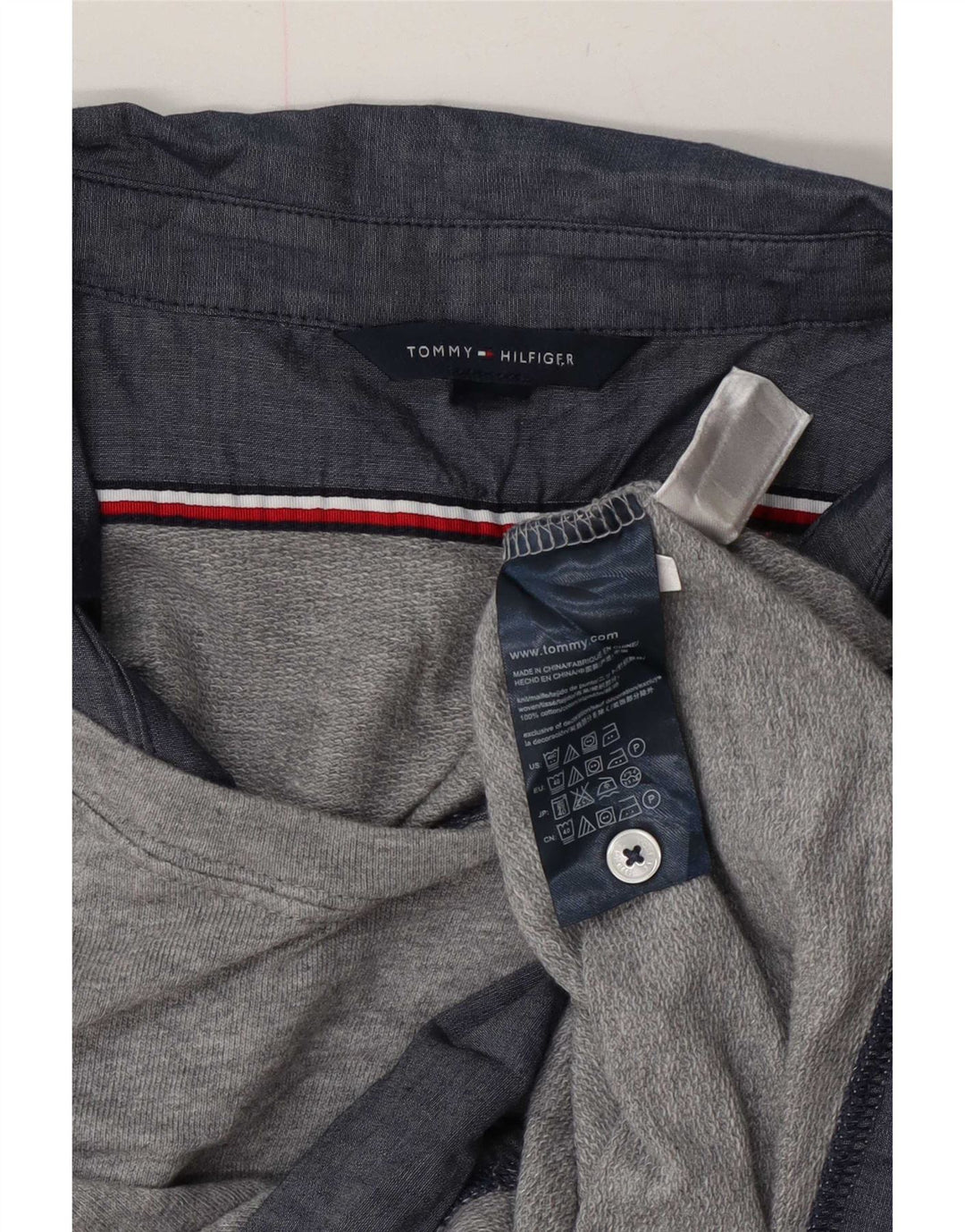 Tommy Hilfiger Sweat-shirt pour femme UK 44 en coton rayé gris moyen