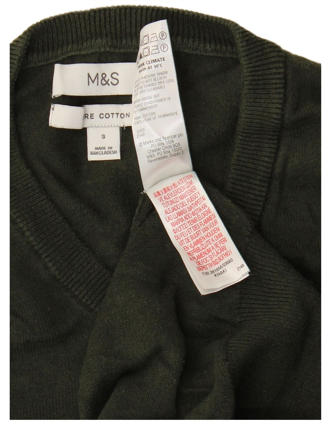 Marks & Spencer Pull col rond pour homme en coton vert petit
