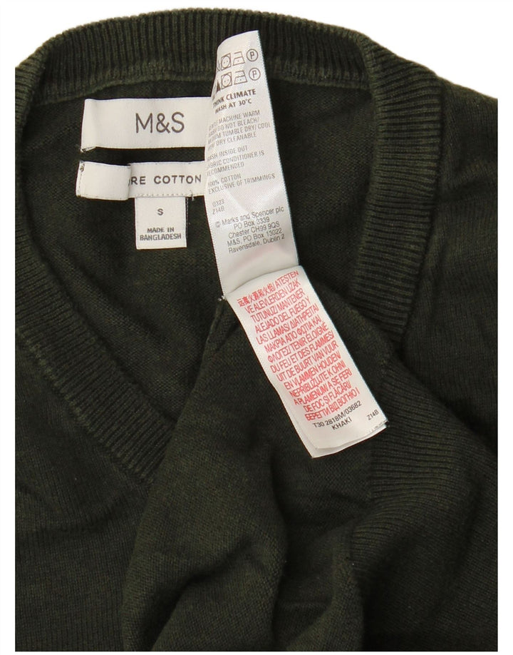 Marks & Spencer Pull col rond pour homme en coton vert petit