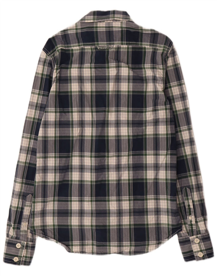 SUPERDRY Chemise Homme Grand Carreau Bleu Marine Coton