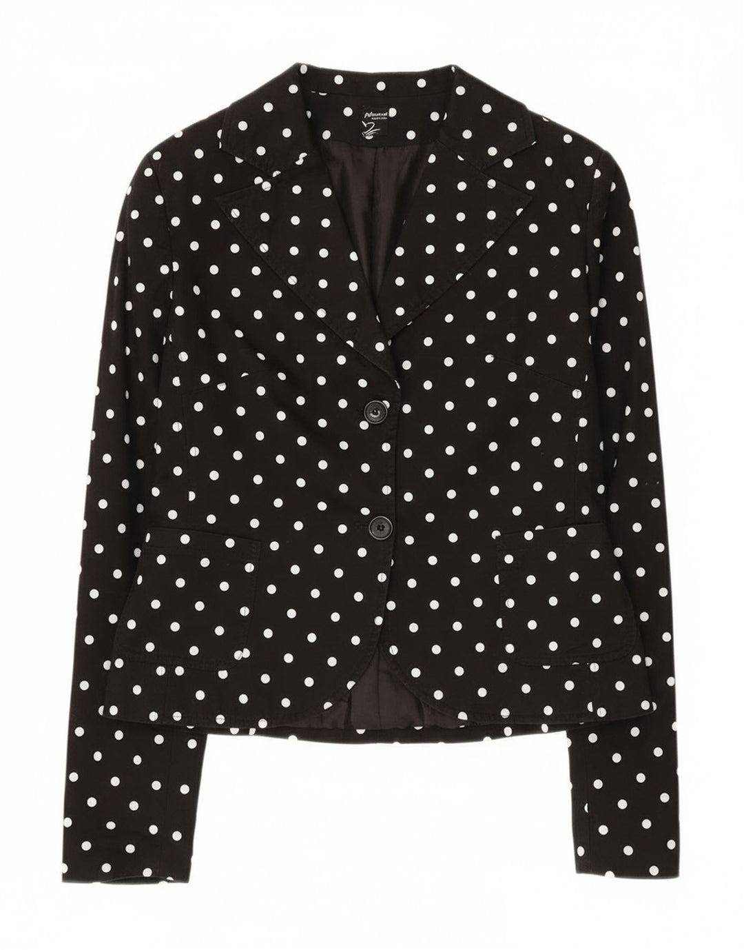 Phard Veste blazer à 2 boutons pour femme UK 12 en coton à pois noir moyen
