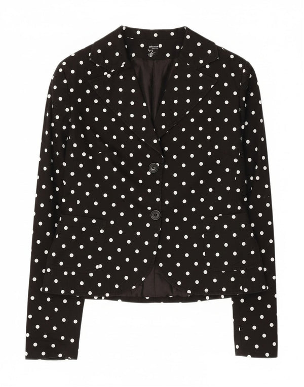 Phard Veste blazer à 2 boutons pour femme UK 12 en coton à pois noir moyen