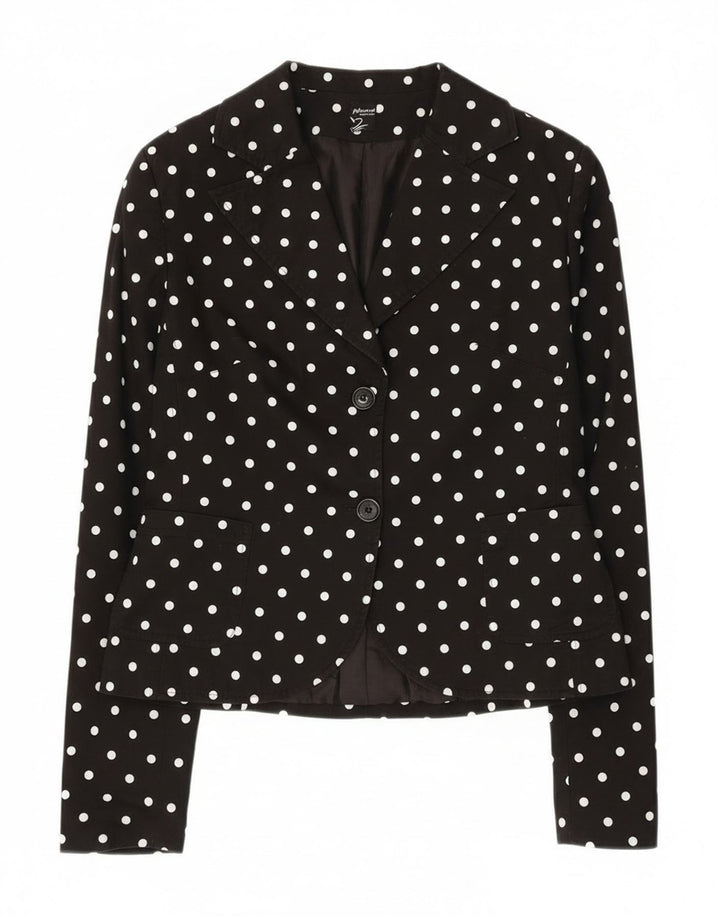 Phard Veste blazer à 2 boutons pour femme UK 12 en coton à pois noir moyen