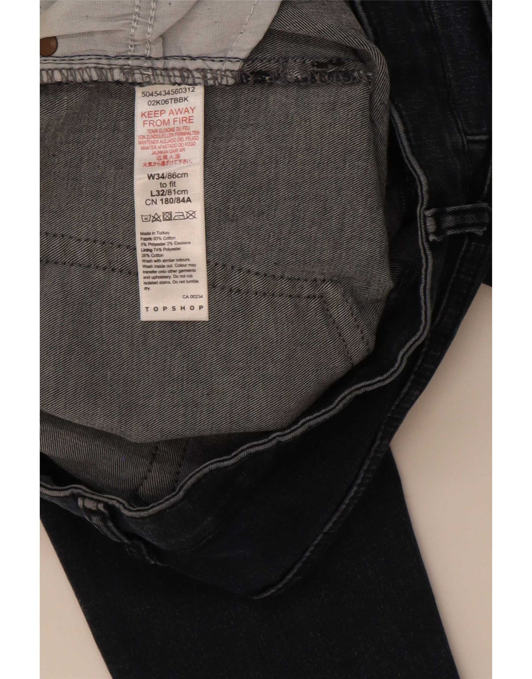 Topshop Jean skinny femme W34 L32 bleu marine polyester