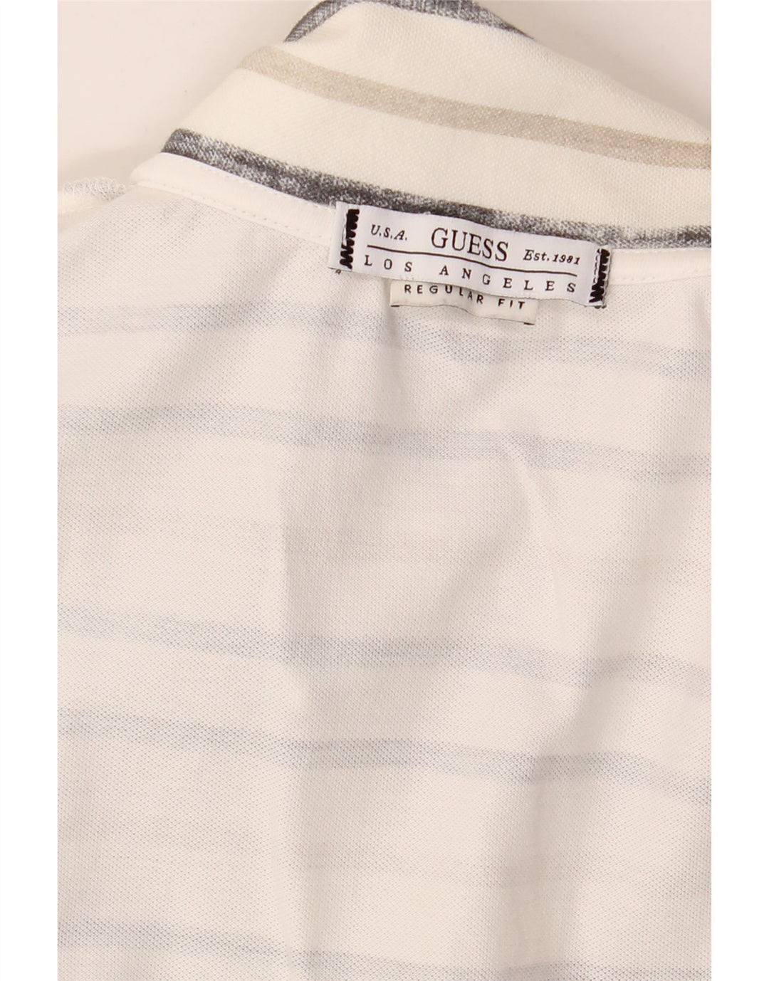 Guess Polo coupe régulière pour femme UK 14 Large blanc cassé rayé