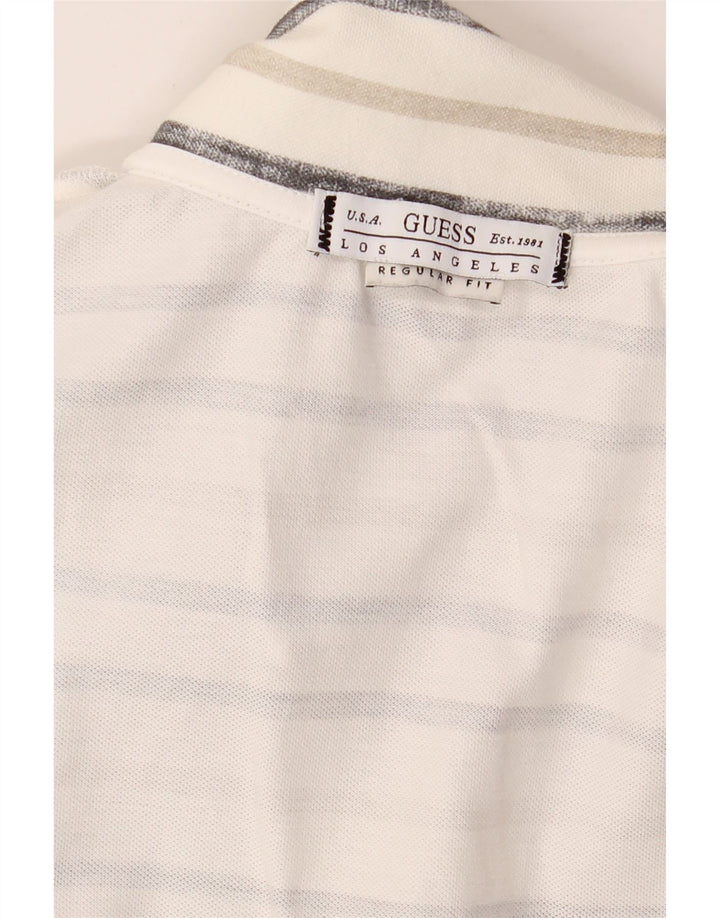 Guess Polo coupe régulière pour femme UK 14 Large blanc cassé rayé