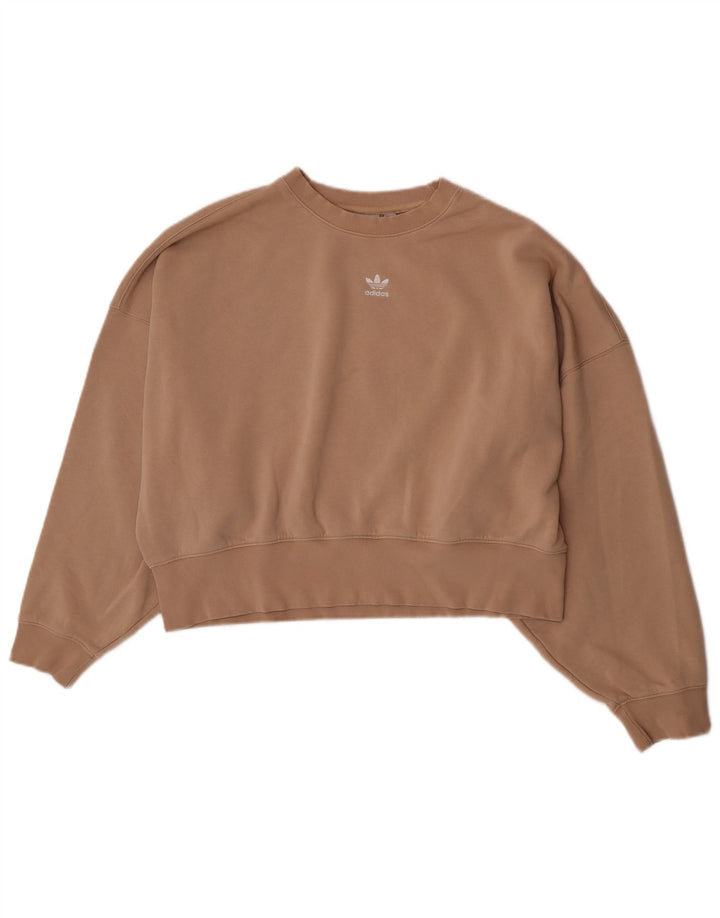 Adidas Sweat-shirt court surdimensionné pour femme UK 10 Petit Beige