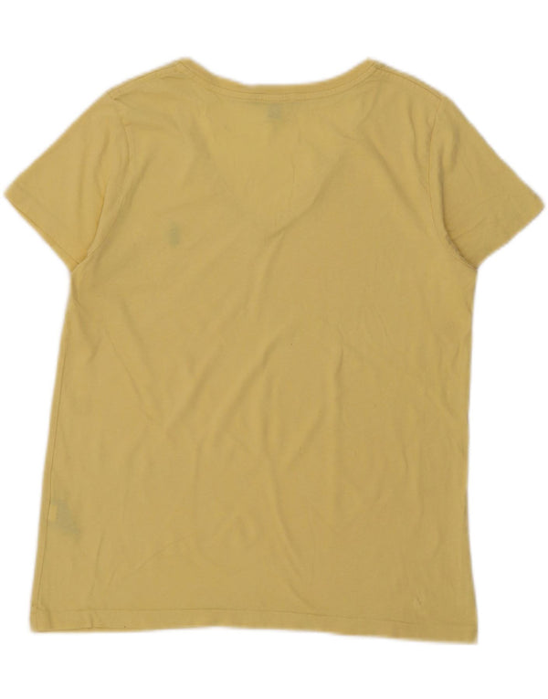 Ralph Lauren T-Shirt Femme Top UK 14 Large Jaune Coton