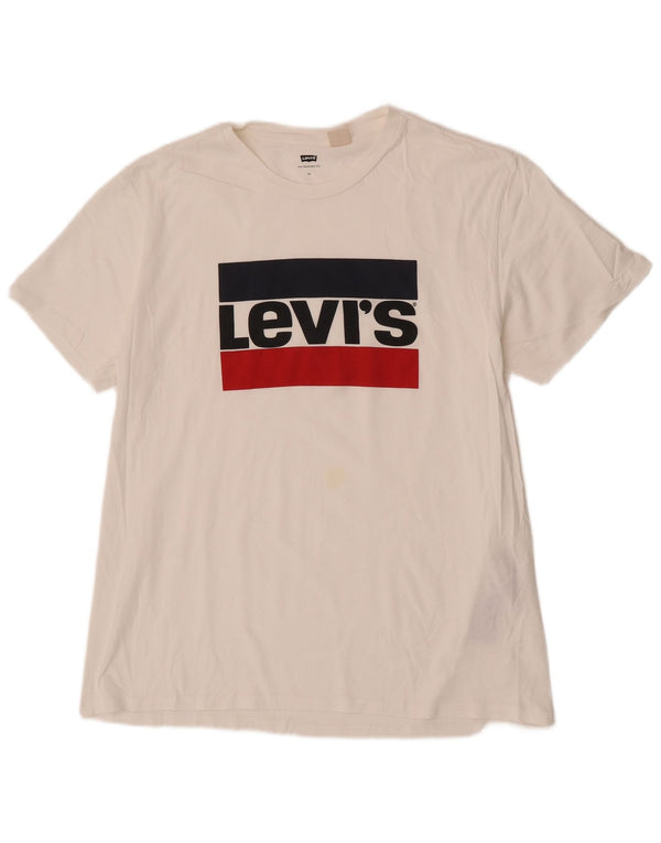 Levi's T-Shirt Graphique Top XL Homme Blanc Coton