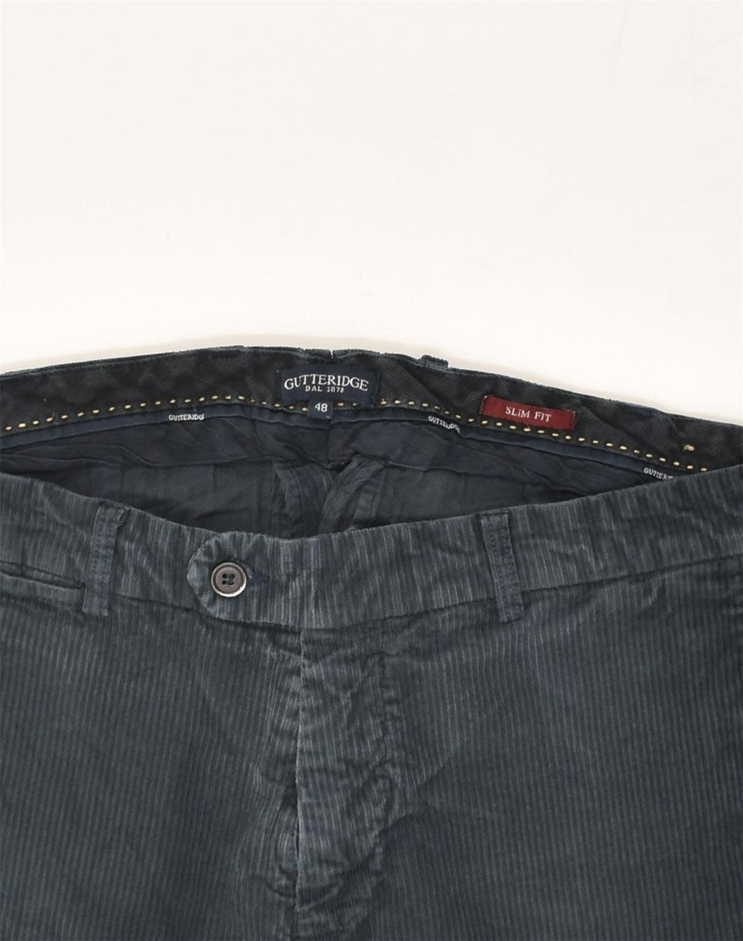 GUTTERIDGE Pantalon en velours côtelé coupe slim pour homme IT 48 Medium W32 L30 Bleu marine