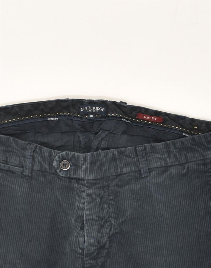 GUTTERIDGE Pantalon en velours côtelé coupe slim pour homme IT 48 Medium W32 L30 Bleu marine