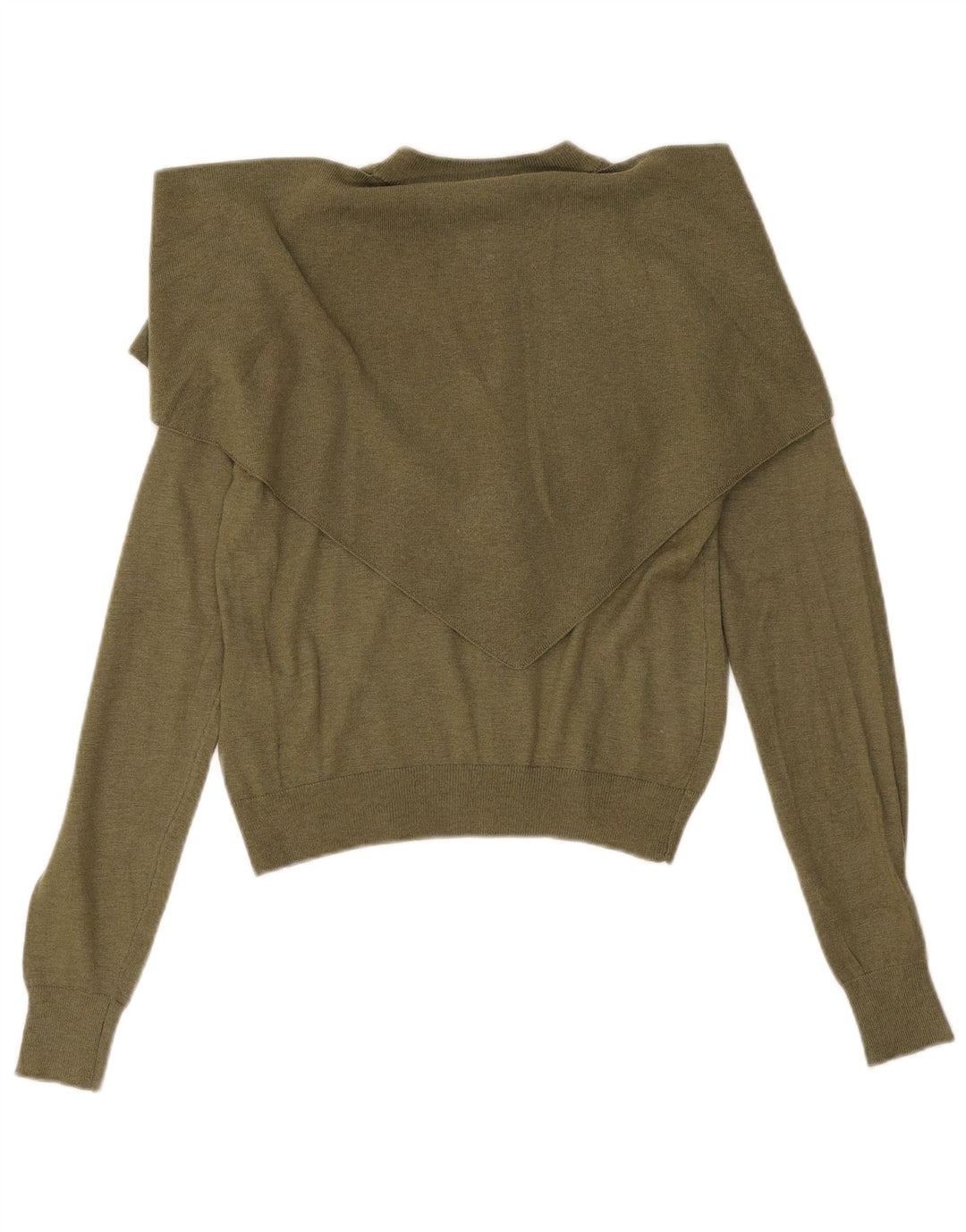 Zara Womens Crop Cardigan Sweater UK 10 Petit Kaki Polyamide