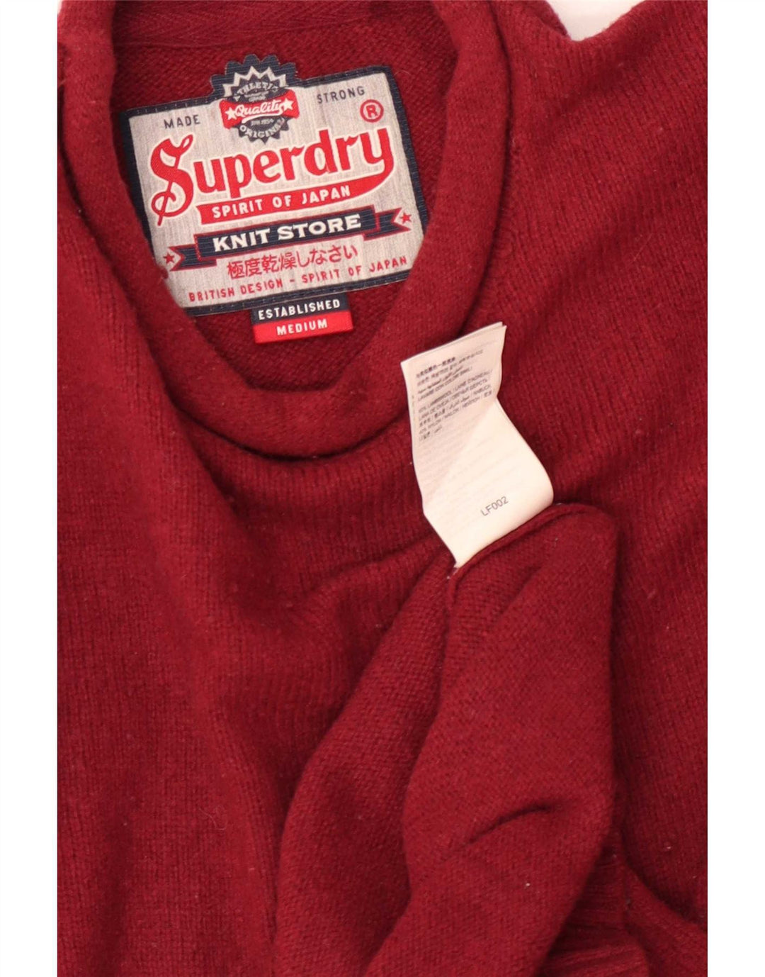 Superdry Pull Ras du Cou Homme Rouge Moyen Lambswool