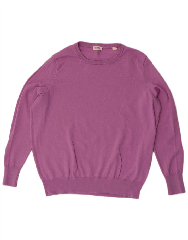 Essentials Pull à col rond pour homme EU 48/50 Laine mérinos violet moyen