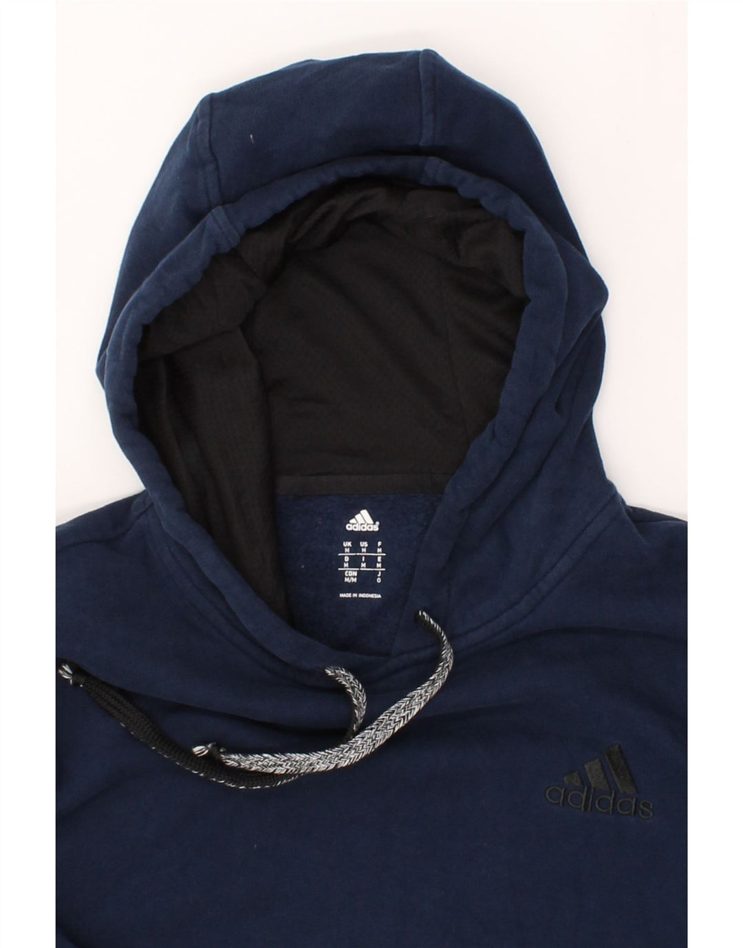 ADIDAS Mens Hoodie Jumper Medium Navy Blue Cotton Vintage Adidas and Second-Hand Adidas from Messina Hembry 
